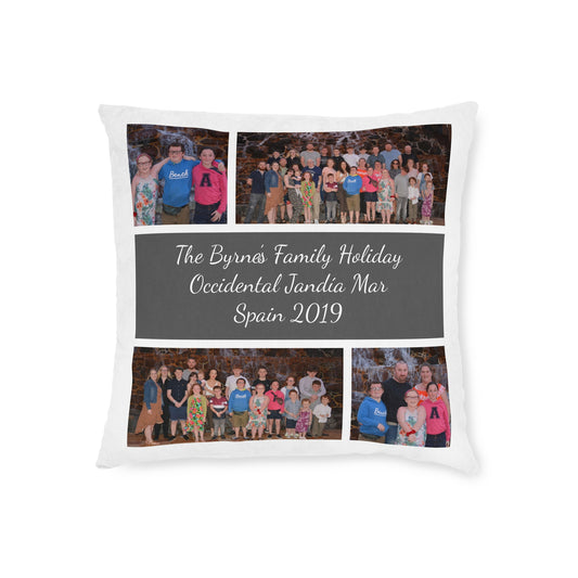 Photo Collage Cushion with Text – 4 Photos
